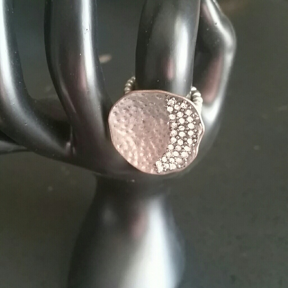 Cool and Unusual Ring with Clear Crystals